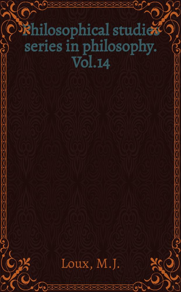 Philosophical studies series in philosophy. Vol.14 : Substance and attribute