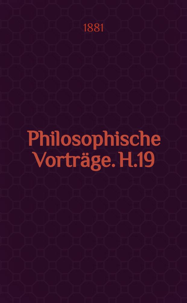 Philosophische Vortr&auml;ge. H.19 : "Die besondere Natur des &ouml;ffentlichen Rechts"