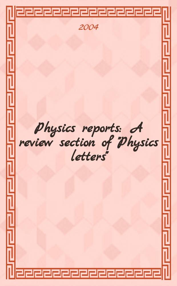 Physics reports : A review section of "Physics letters" (Sect. C). Vol.393, №3/6 : Dynamic self-organization ...