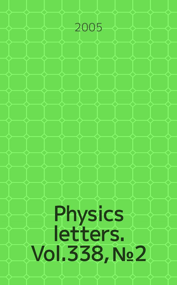 Physics letters. Vol.338, №2