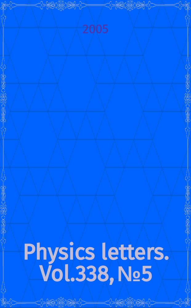 Physics letters. Vol.338, №5
