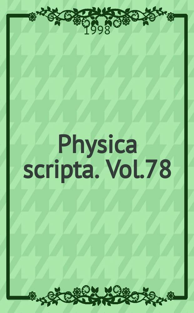 Physica scripta. Vol.78 : European group for atomic spectroscopy. Conference (29; 1997; Berlin)