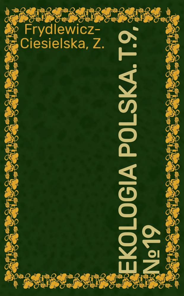 Ekologia polska. T.9, №19 : Porównacie fauny Dietera na takach sztucznych i naturalnych w okolicy Kumasow nad Biebrza