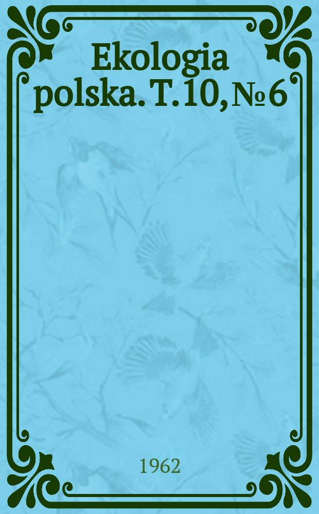 Ekologia polska. T.10, №6 : Analysis of the species concept in the genus Tabanus L. (Diptera) as shown by taxomic practice