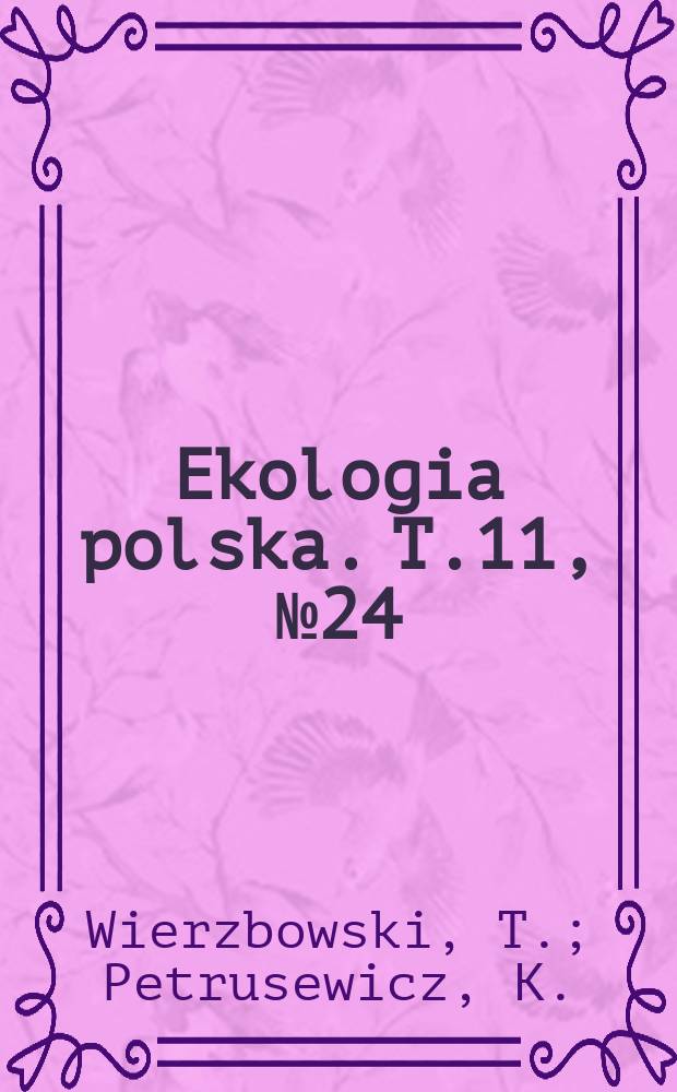 Ekologia polska. T.11, №24 : Residency and ratc of disappearance of two free-living population of the house mouse (Mus. muscullus L.)