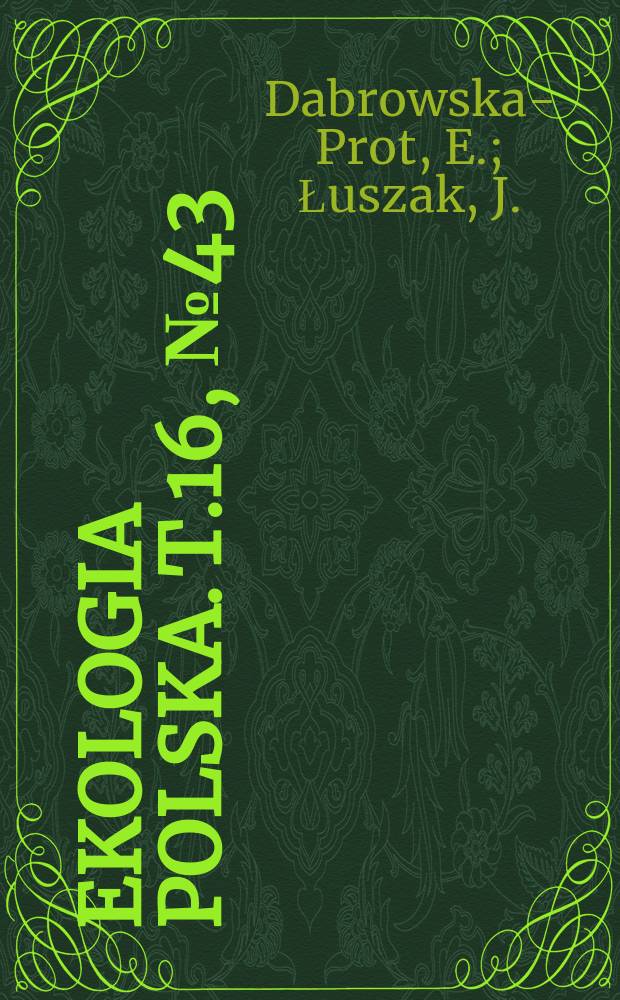 Ekologia polska. T.16, №43 : Studies on the incidence of mosquitoes in the food of Tetragnatha Montana Simon and its food activity in the natural habitat