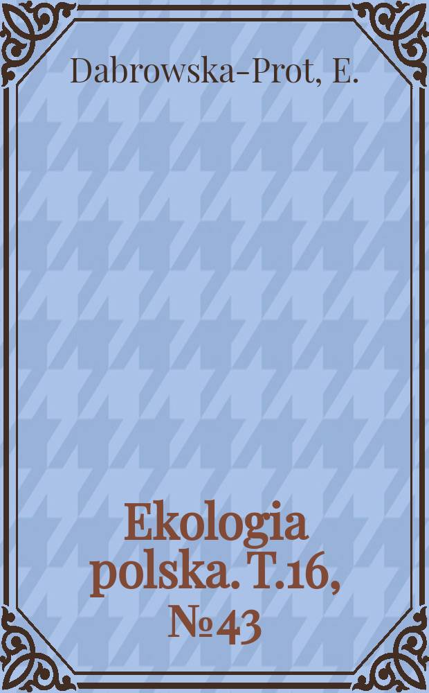 Ekologia polska. T.16, №43 : Studies on the incidence of mosquitoes in the food of Tetragnatha Montana Simon and its food activity in the natural habitat