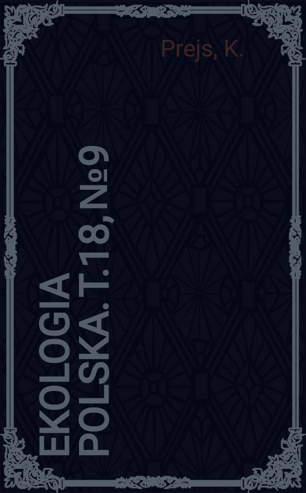 Ekologia polska. T.18, №9 : Some problems of the ecology of benthic nematodes Nematida) of Mikolajskie lake