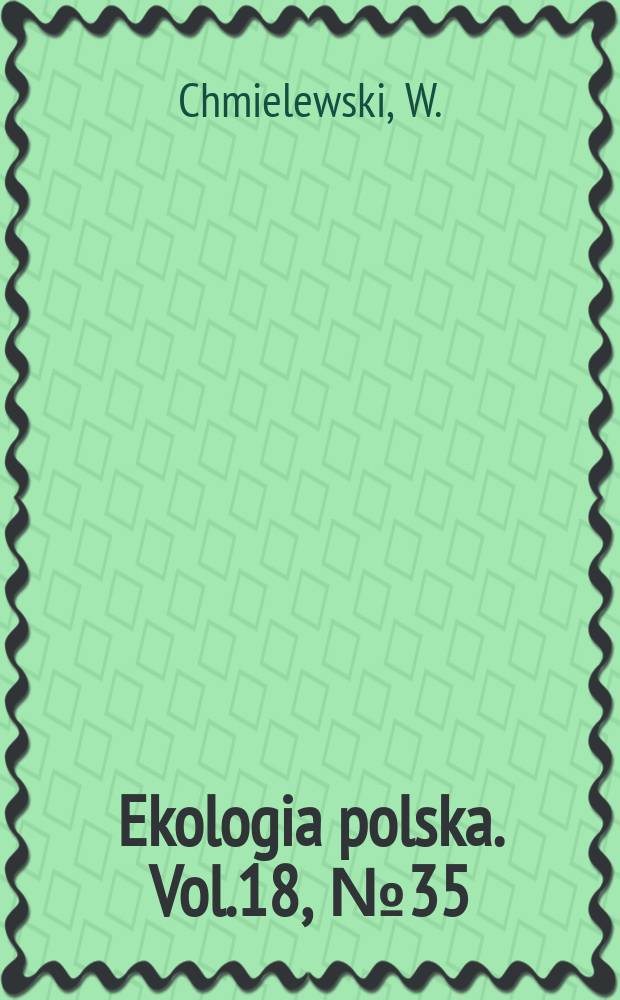 Ekologia polska. Vol.18, №35 : The passage of mites through the alimentary canal of vertebrates