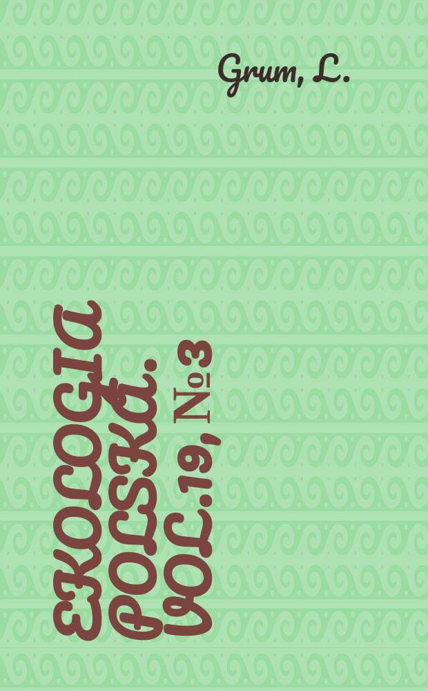 Ekologia polska. Vol.19, №3 : Remarks on the differentiation in Carabidae mobility