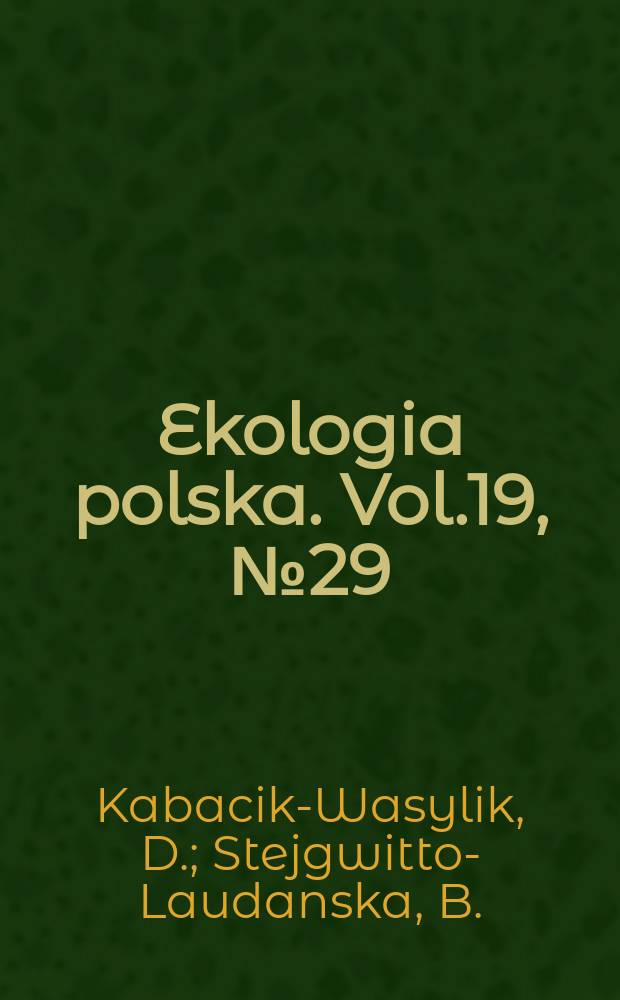 Ekologia polska. Vol.19, №29 : Starvation and the average