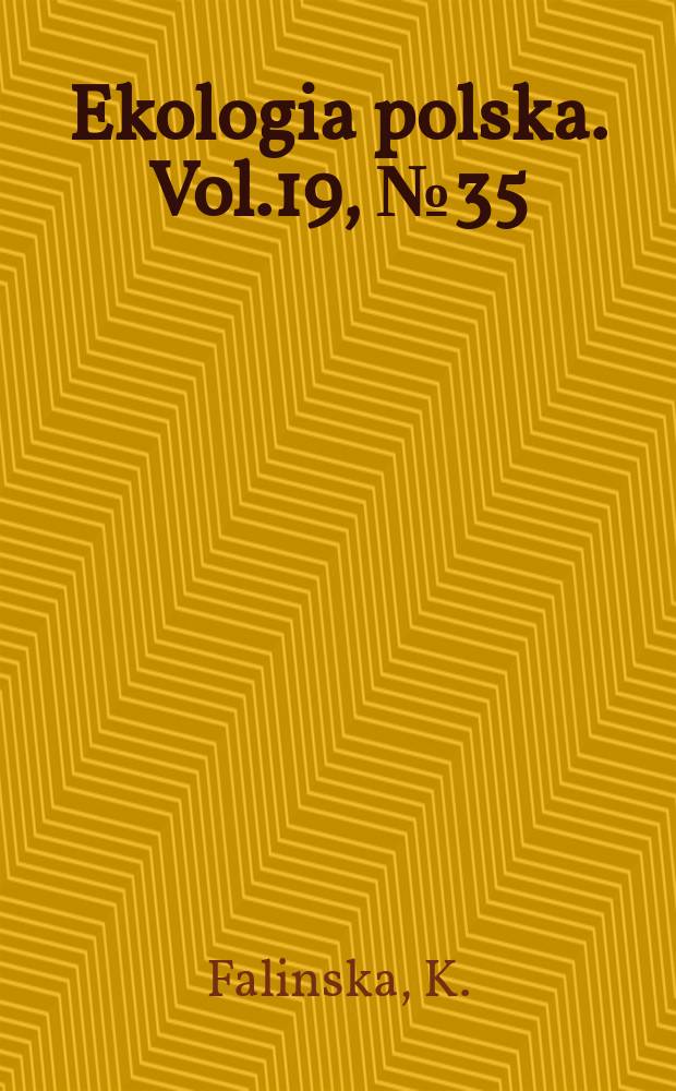 Ekologia polska. Vol.19, №35 : An estimate of Diaspora