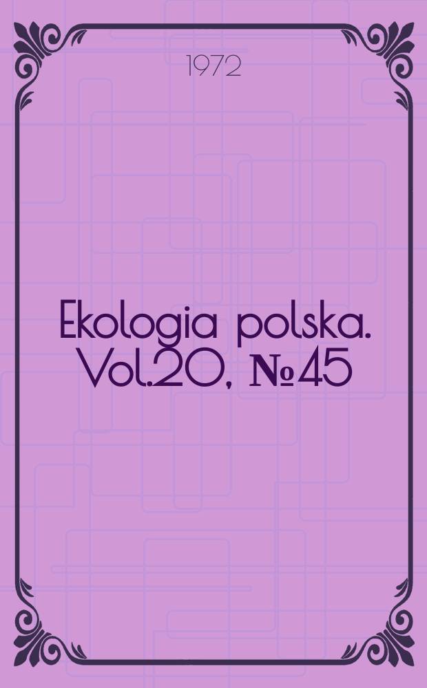 Ekologia polska. Vol.20, №45 : Spatial differentiation
