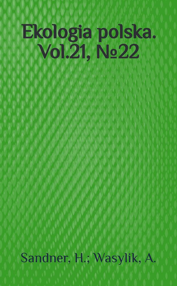 Ekologia polska. Vol.21, №22 : The mites