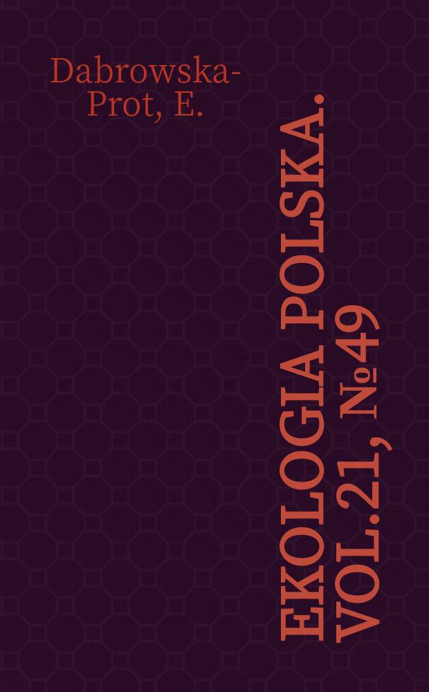 Ekologia polska. Vol.21, №49 : Ecological analysis of two invertebrate