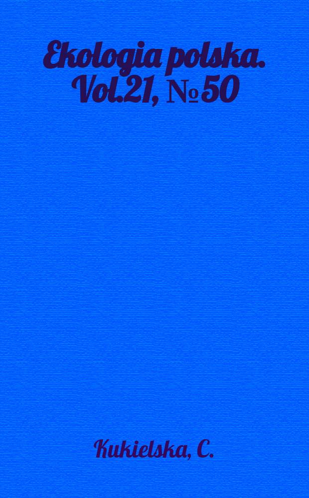 Ekologia polska. Vol.21, №50 : Studies on the primacy production of the potato