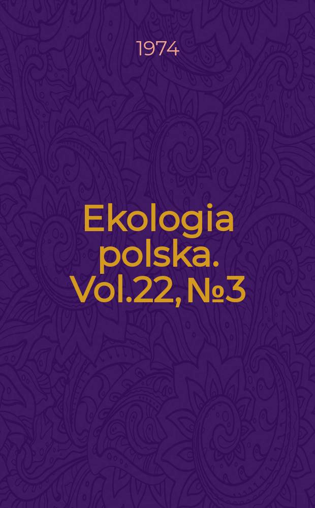 Ekologia polska. Vol.22, №3/4