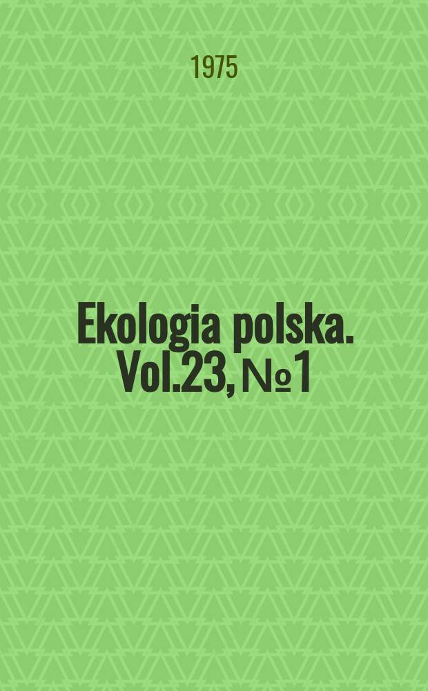 Ekologia polska. Vol.23, №1