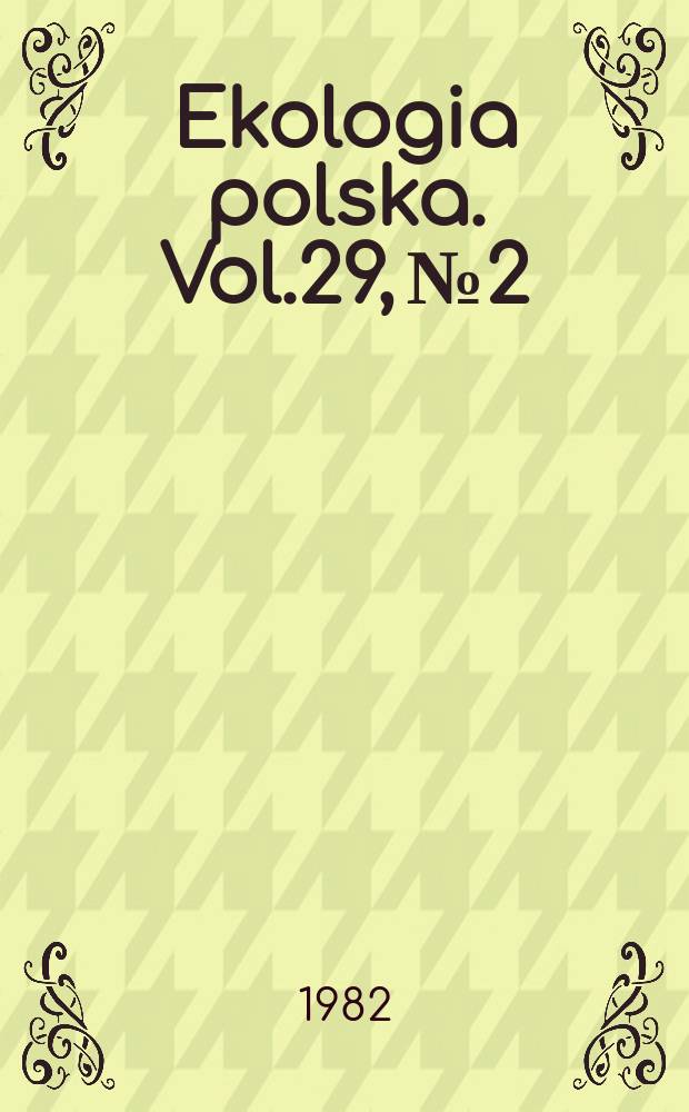 Ekologia polska. Vol.29, №2