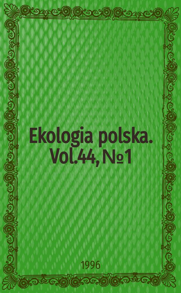 Ekologia polska. Vol.44, №1/2