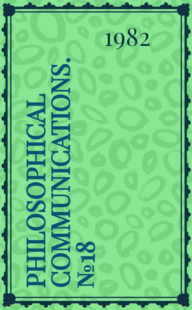 Philosophical communications. №18 : Psychiatric classifications