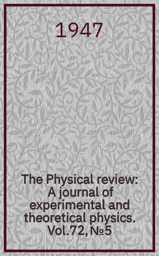 The Physical review : A journal of experimental and theoretical physics. Vol.72, №5