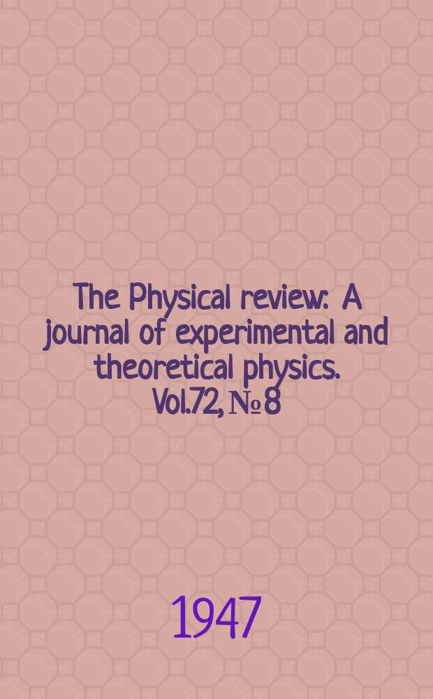 The Physical review : A journal of experimental and theoretical physics. Vol.72, №8