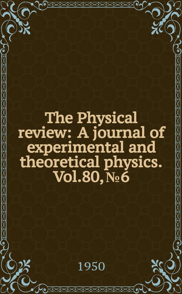 The Physical review : A journal of experimental and theoretical physics. Vol.80, №6