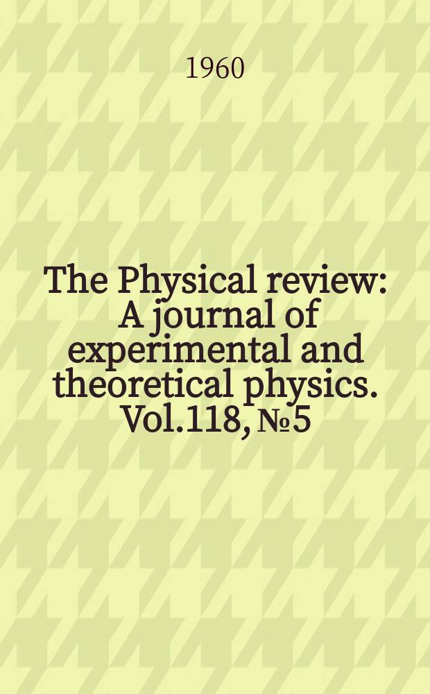 The Physical review : A journal of experimental and theoretical physics. Vol.118, №5