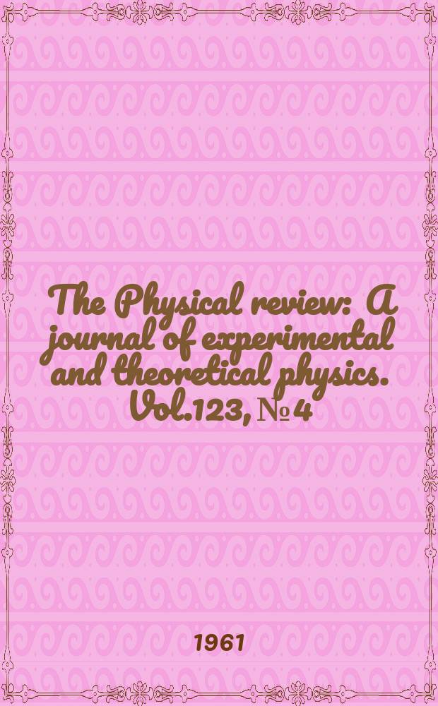 The Physical review : A journal of experimental and theoretical physics. Vol.123, №4