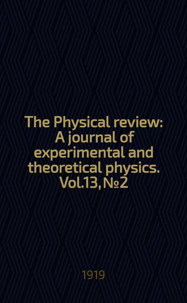 The Physical review : A journal of experimental and theoretical physics. Vol.13, №2