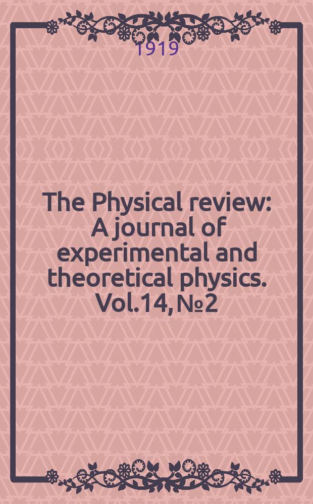 The Physical review : A journal of experimental and theoretical physics. Vol.14, №2