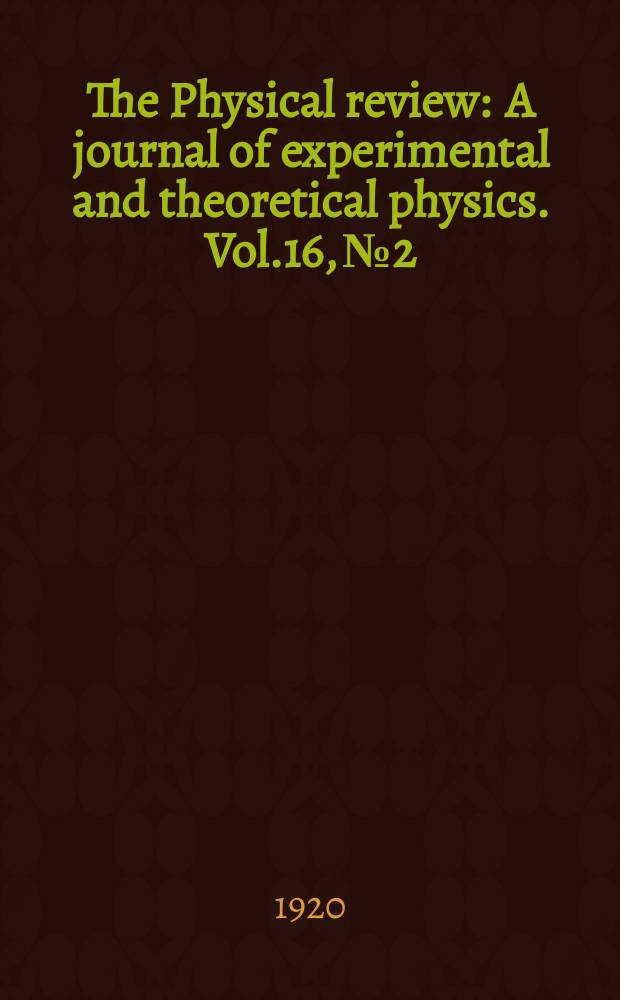 The Physical review : A journal of experimental and theoretical physics. Vol.16, №2