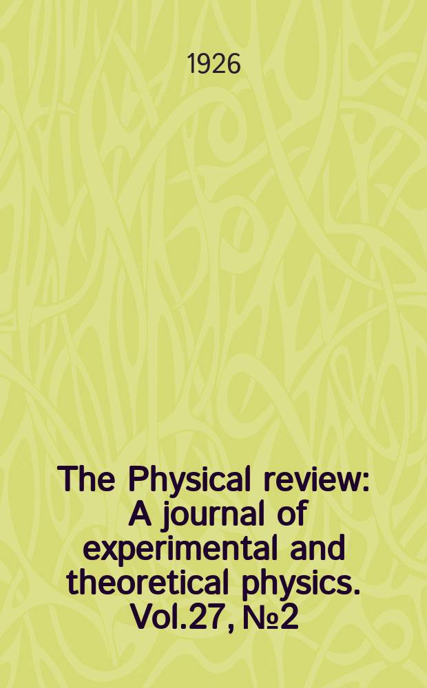 The Physical review : A journal of experimental and theoretical physics. Vol.27, №2