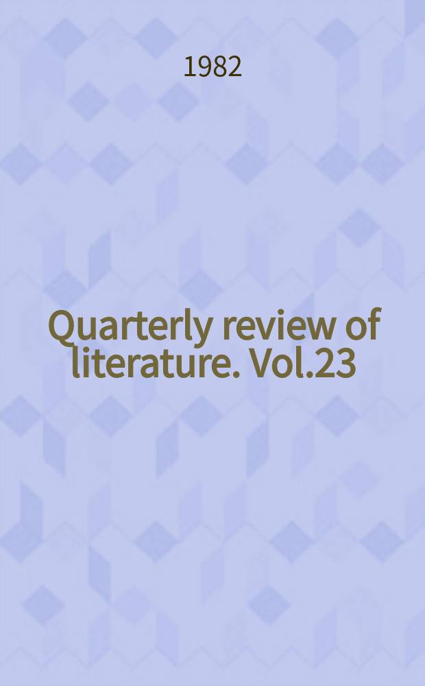 Quarterly review of literature. Vol.23 : Poetry series