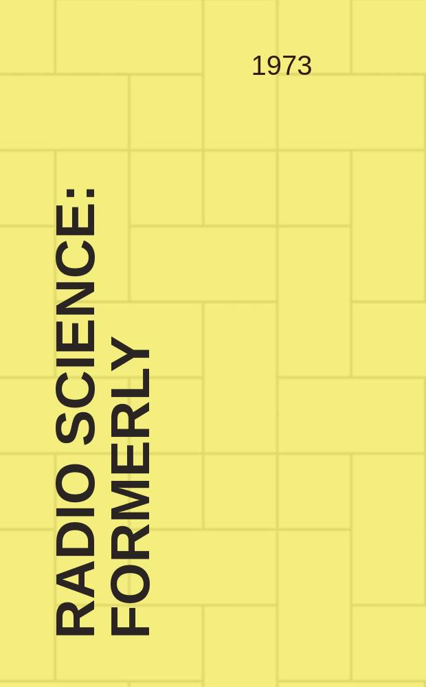 Radio science : Formerly: Radio science, Sect. D, Journal of research, National bureau of standards. Vol.8, №3