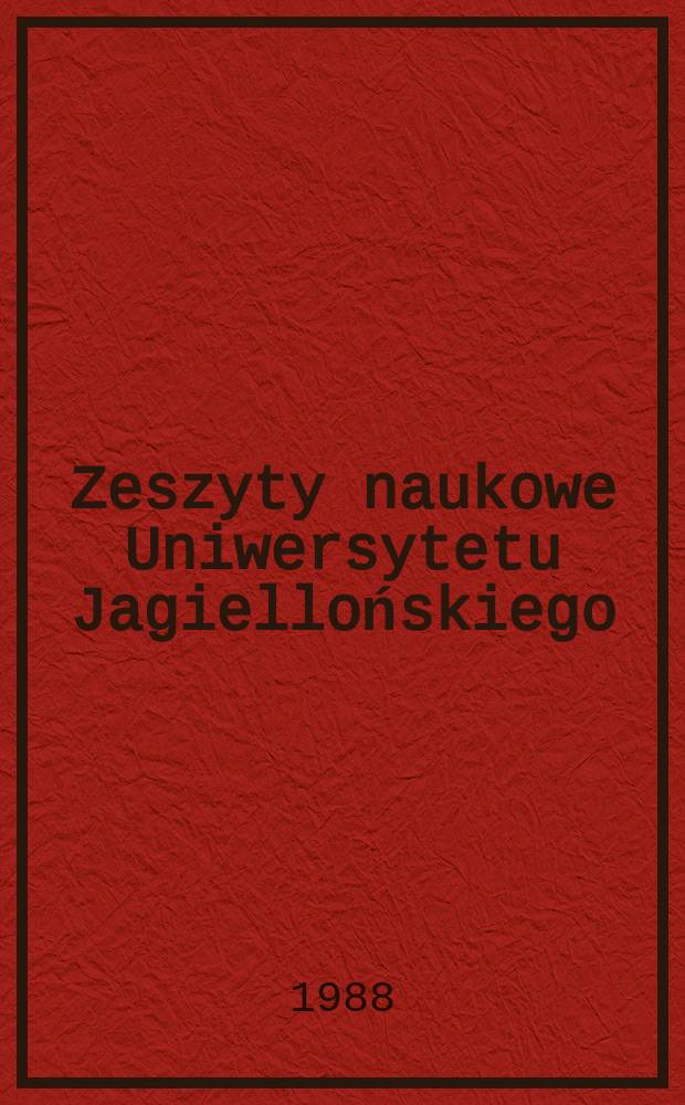 Zeszyty naukowe Uniwersytetu Jagiellońskiego