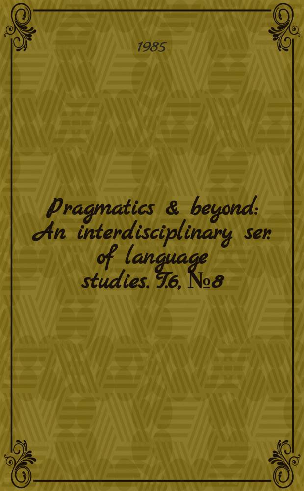 Pragmatics & beyond : An interdisciplinary ser. of language studies. [T.]6, №8 : Jordanian Arabic between diglossia ...