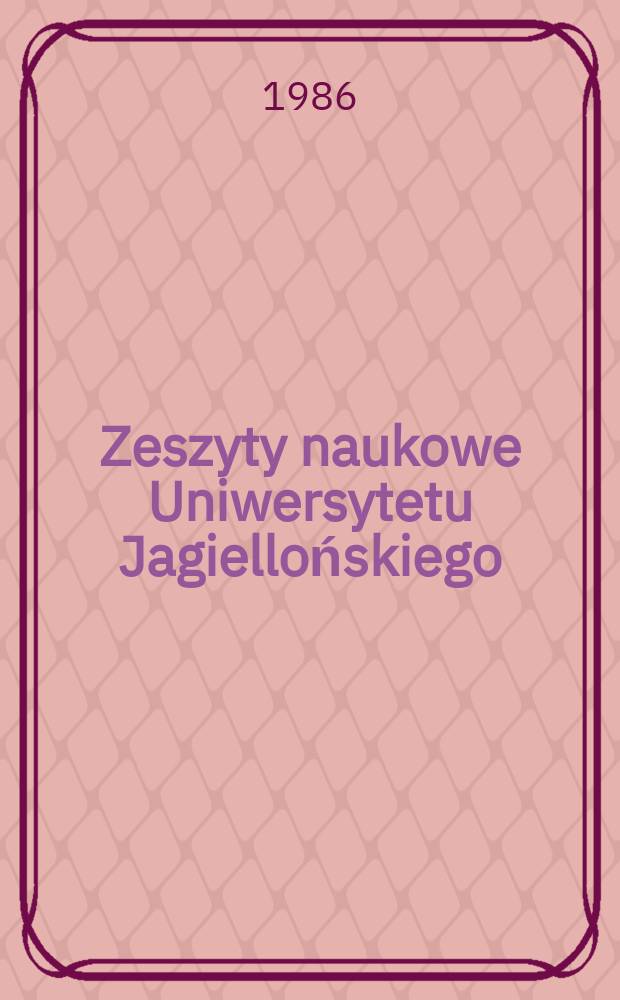 Zeszyty naukowe Uniwersytetu Jagiellońskiego