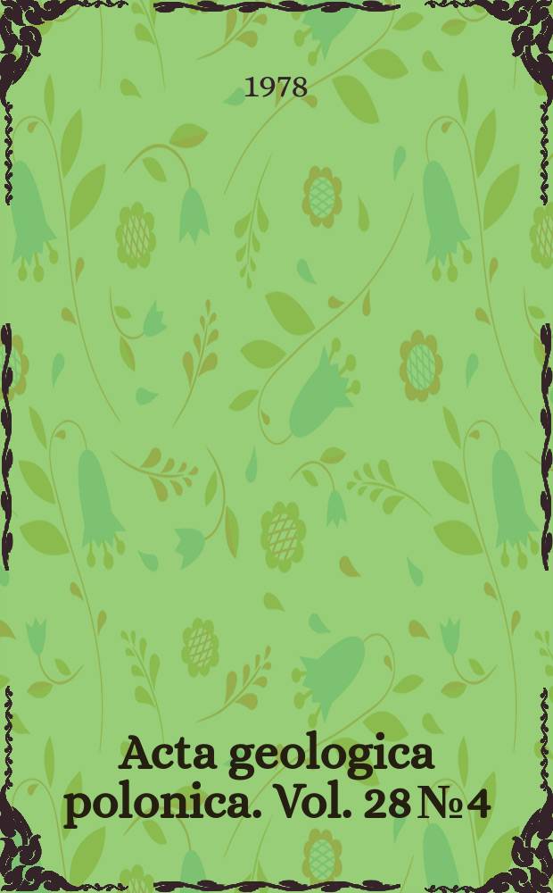 Acta geologica polonica. Vol. 28 №4
