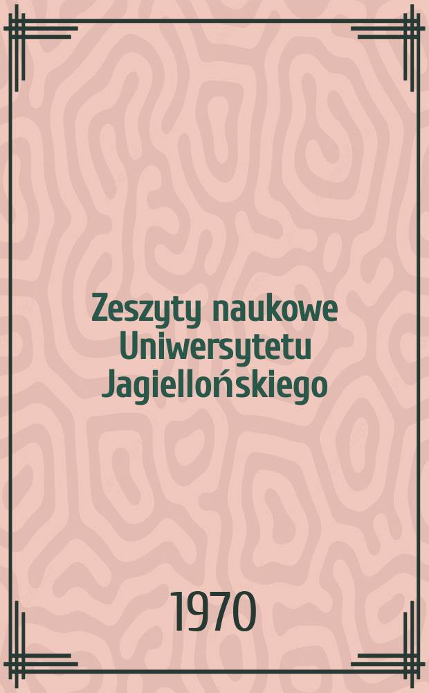 Zeszyty naukowe Uniwersytetu Jagiellońskiego