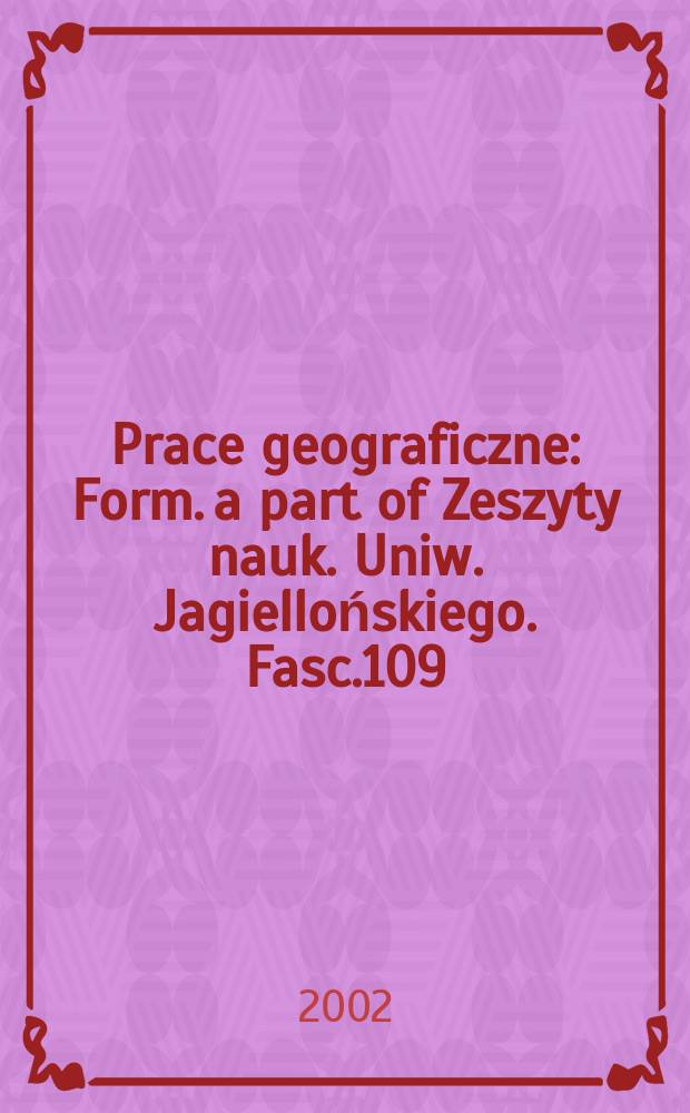 Prace geograficzne : Form. a part of Zeszyty nauk. Uniw. Jagiellońskiego. Fasc.109 : Topoclimatic and geoecological changes in the Wieliczka Foothills in the surroundings of the Dobczyce reservoir