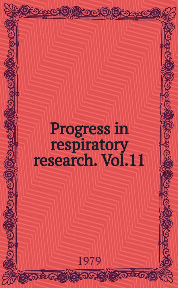 Progress in respiratory research. Vol.11 : Biomedical engineering and data processing in..