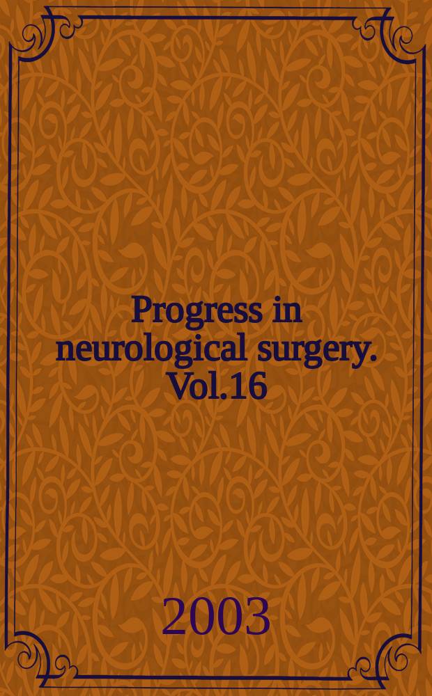 Progress in neurological surgery. Vol.16 : Advances in spinal stabilization