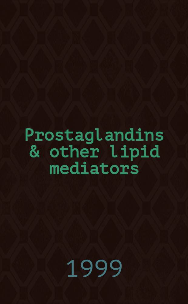 Prostaglandins & other lipid mediators : Atheroscleosis, thrombosis a. cardiovascular research. Bioactive lipids Eicosanoids a. PAF. etc.: An intern. j. Vol.59, №1/6 : Eicosanoids & other bioactive lipids in cancer, inglammation and related diseases