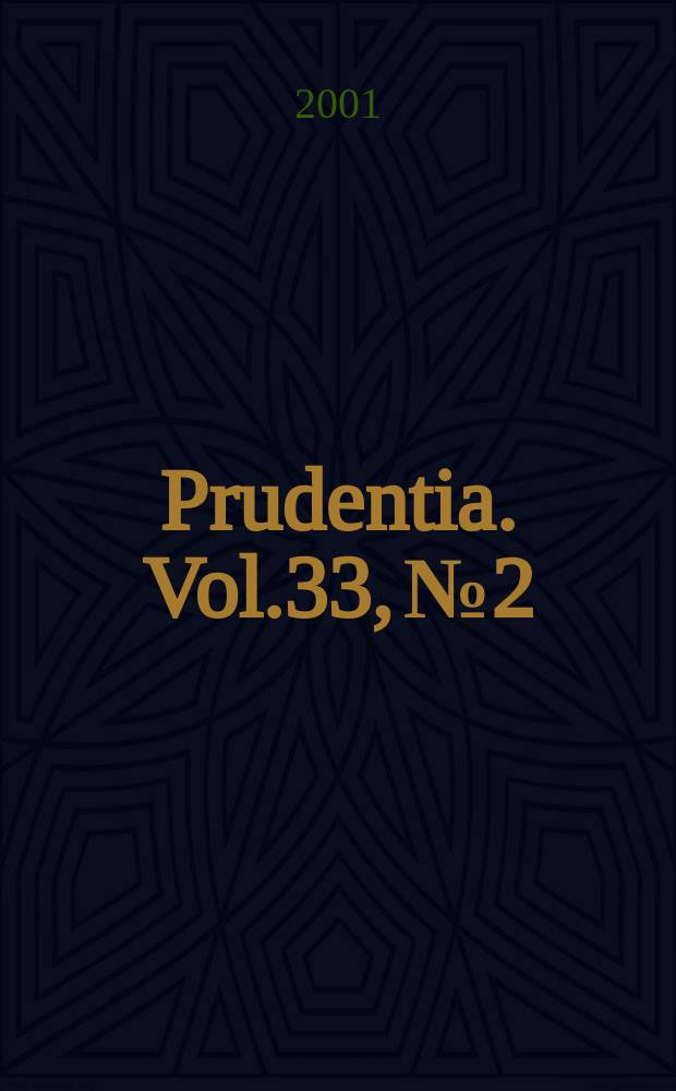 Prudentia. Vol.33, №2