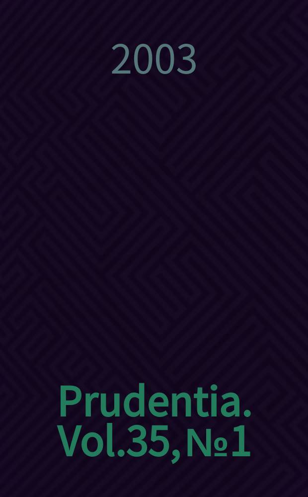 Prudentia. Vol.35, №1 : The tragedy of Nero's wife