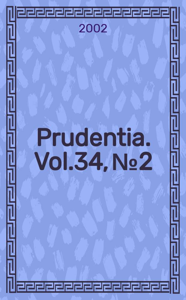 Prudentia. Vol.34, №2