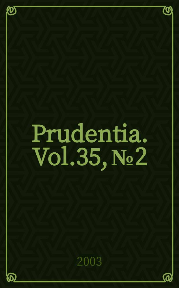 Prudentia. Vol.35, №2