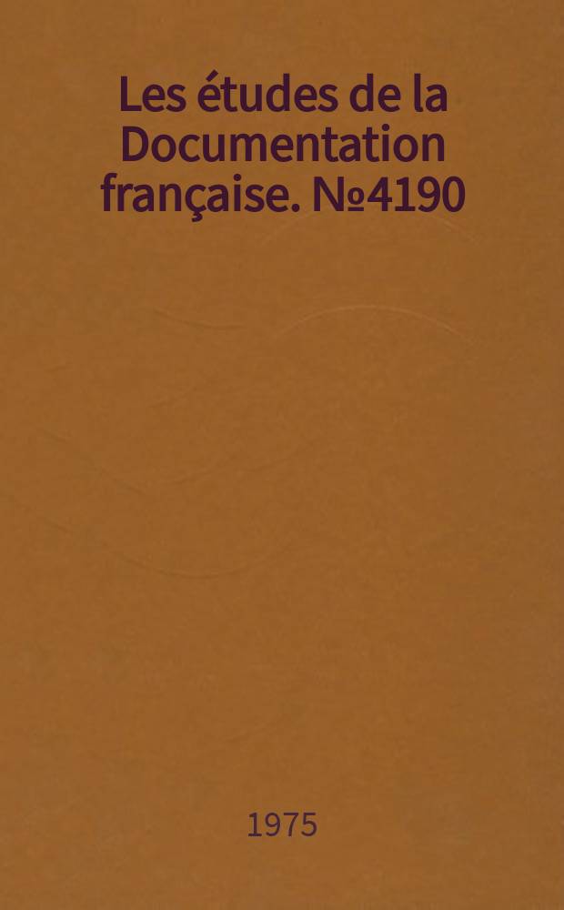 Les études de la Documentation française. №4190/4191 : L'Amérique centrale. L'économie Haïti . La réforme agraire au Pérou